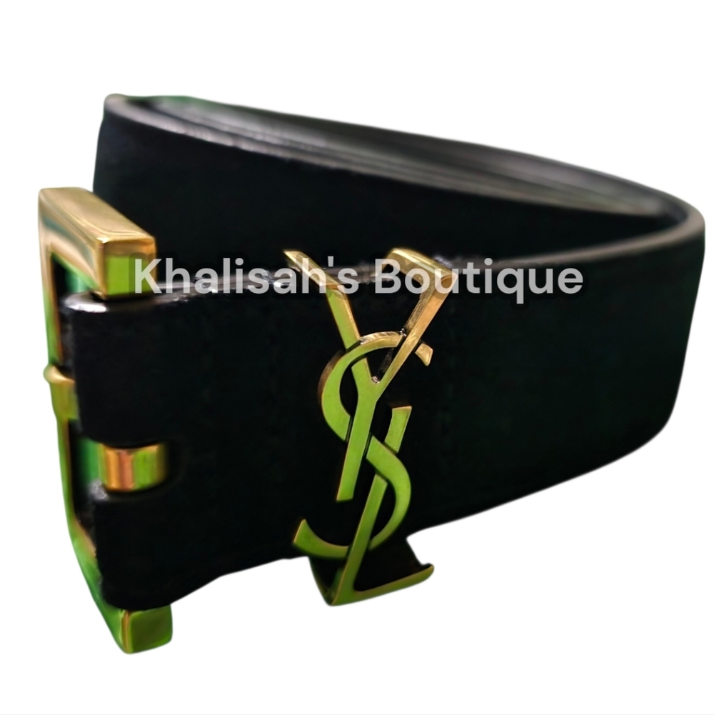 BNIB! Rare! AUTHENTIC Saint Laurent YSL Monogram Suede Belt SIZE 80 MSRP $695 - Picture 12 of 16